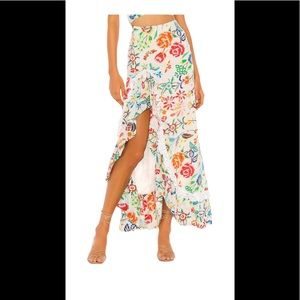 All Things Mochi White Floral Silk Clara skirt XS